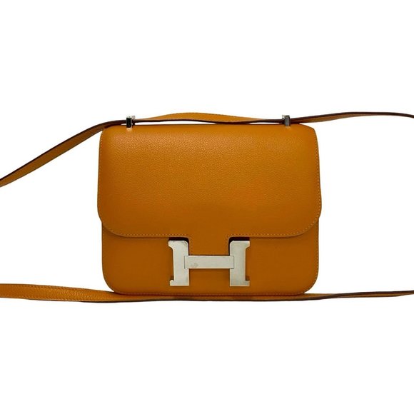 HERMES Constance Mini 18 Evercolor Shoulder Bag/Semi-Shoulder Bag in Apricot ... - Picture 1 of 9